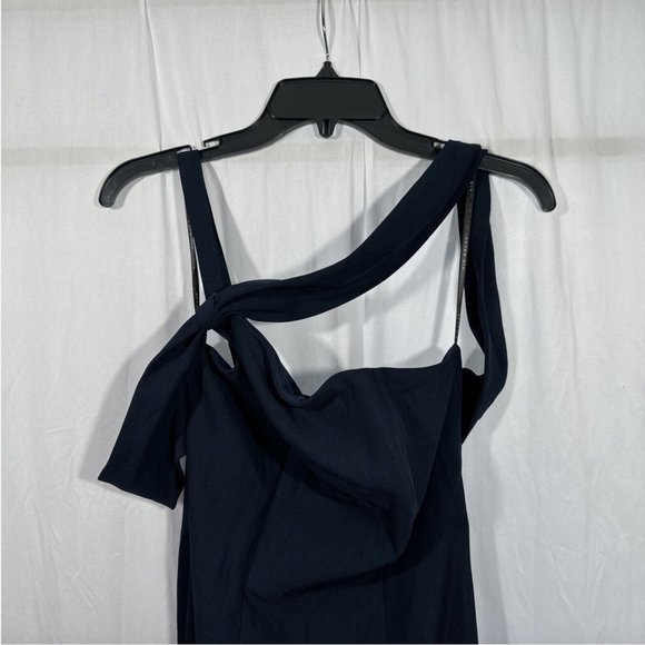 NEW $244 After Six Crepe One Shoulder Draped Trumpet Gown Midnight [ SZ 4 ] Q452 - Picture 7 of 15